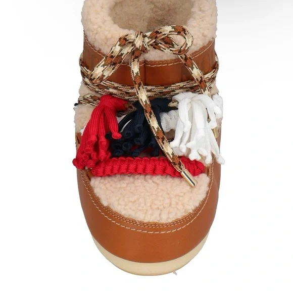 Moon boots x Chloe Cozy Brown and Cream Winter Boots with Tassels - Picture 1 of 9